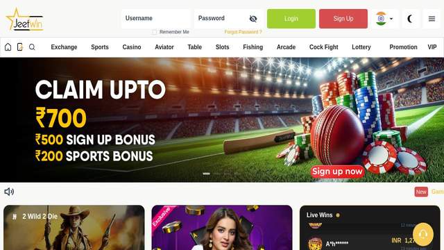JeetWin casino screenshot